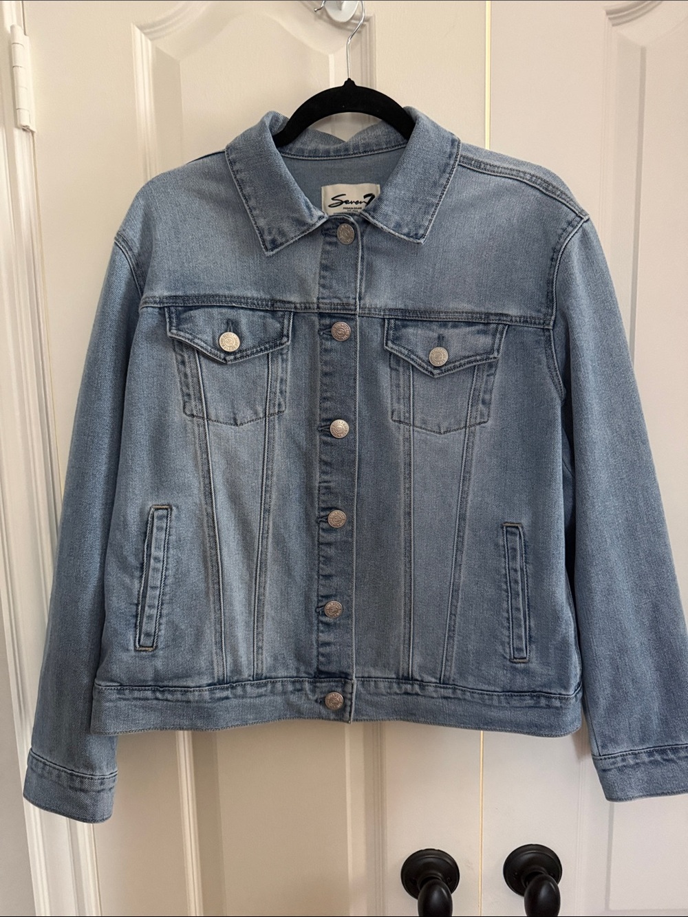 Seven7 Light Wash Denim Jean Jacket Classic Trucker Size M
